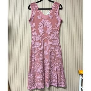 Sundance “Cameo” Sleeveless Embroidered Dress Dusty Pink/Mauve Size L